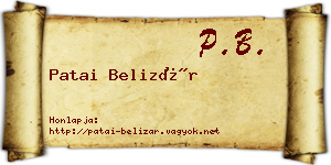 Patai Belizár névjegykártya
